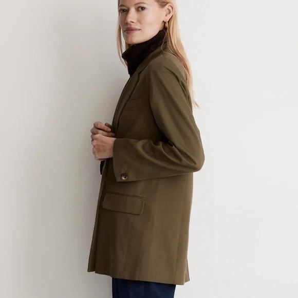 New MADEWELL Drapeweave Caldwell Double-Breasted Blazer in Kale